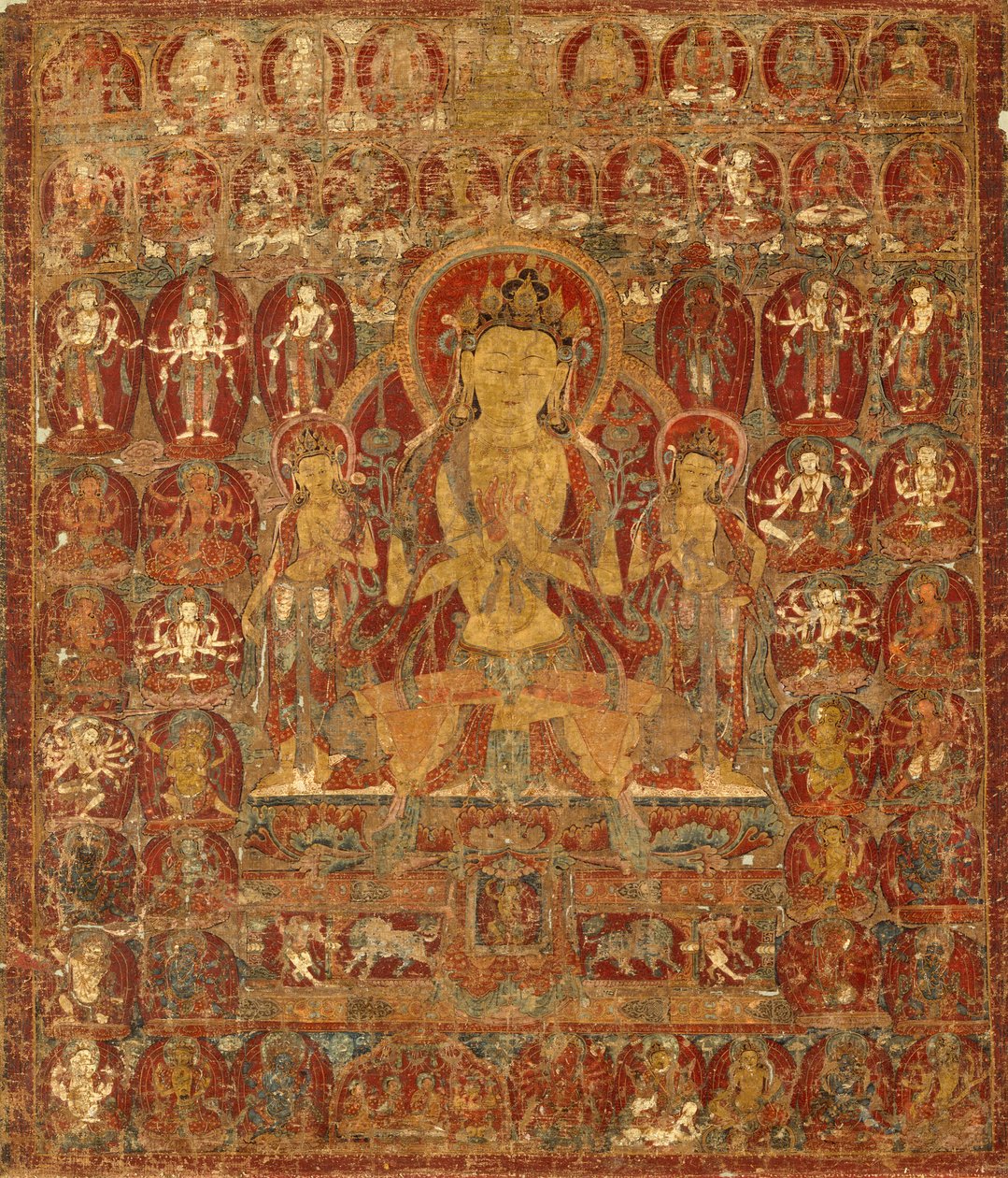 Painted Banner of Bodhisattva Manjushri with Vajrapani and Padmapani by Unknown artist