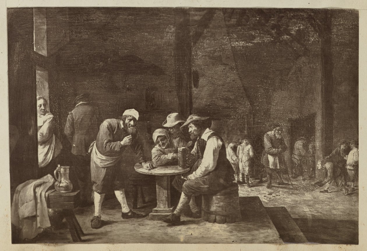 Painting of Men Gathered at Table by Unknown artist