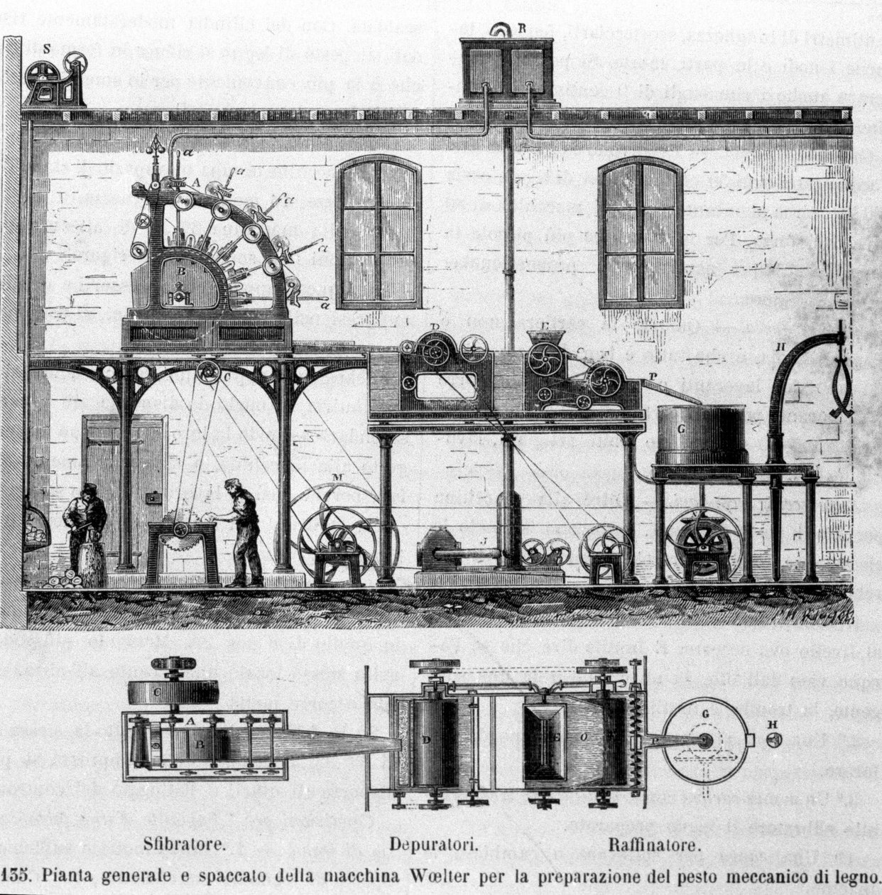 Paper making in the 19th century. Voelter paper machine by Unknown artist