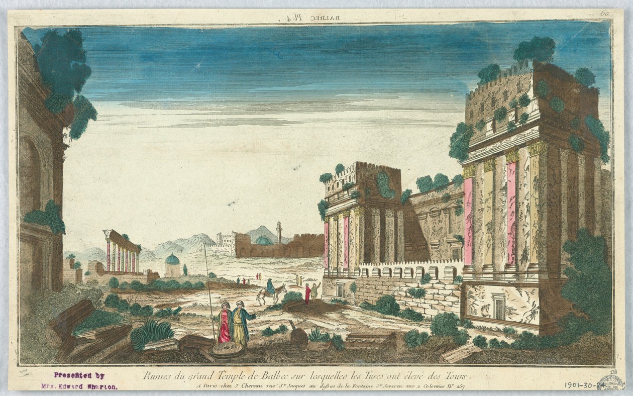 Peep-show, Balbec Pl. 4, Ruins of the Grand Temple of Balbec on Which the Turks Have Built Towers, 60 by Unknown artist