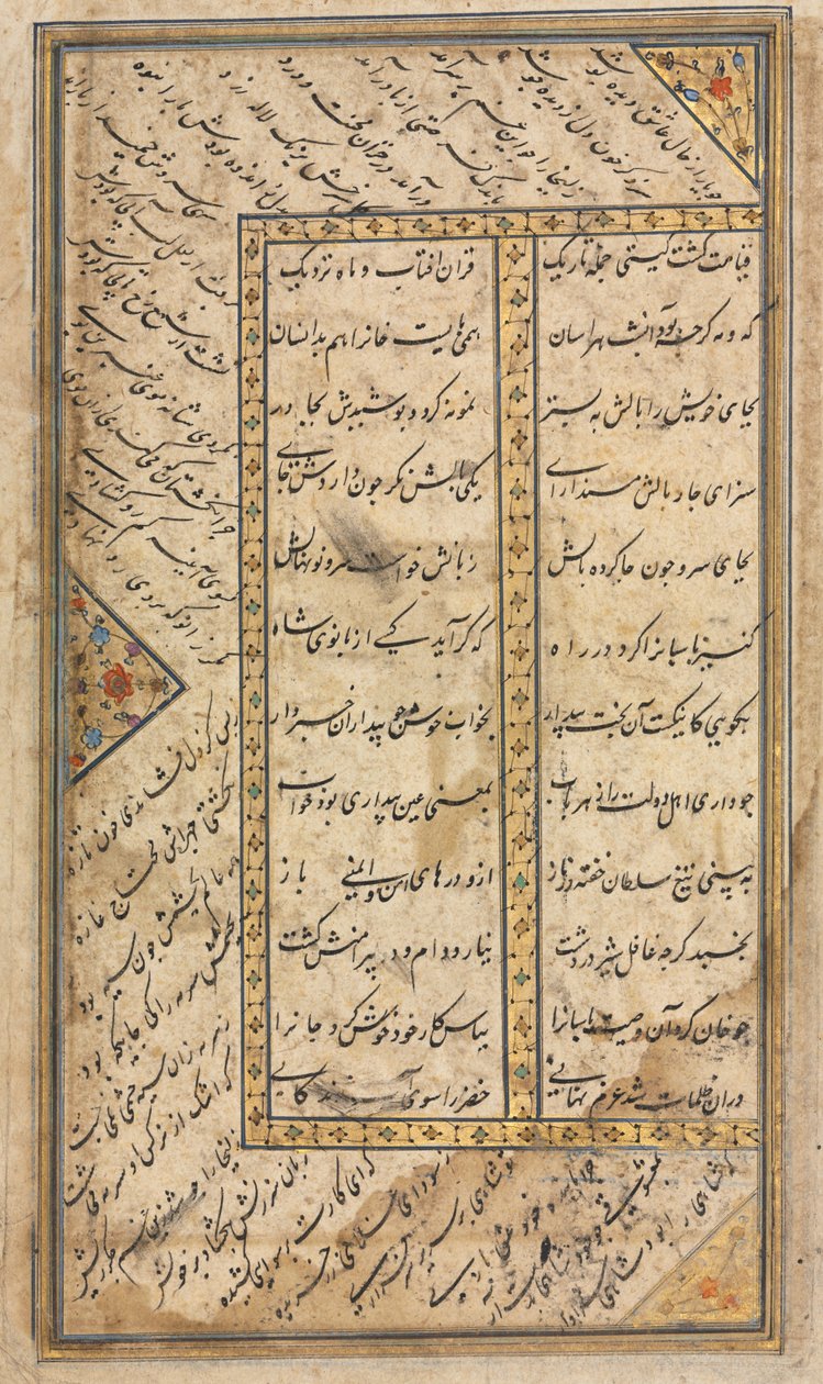 Persian Verses from a Haft Awrang (Seven Thrones) of Jami (d. 1492) (recto) by Unknown artist