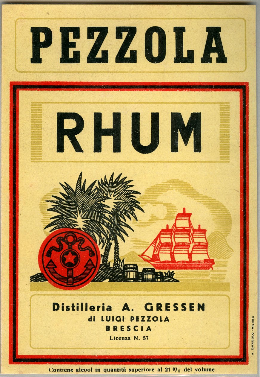 Pezzola rum alcohol advertisement by Unknown artist