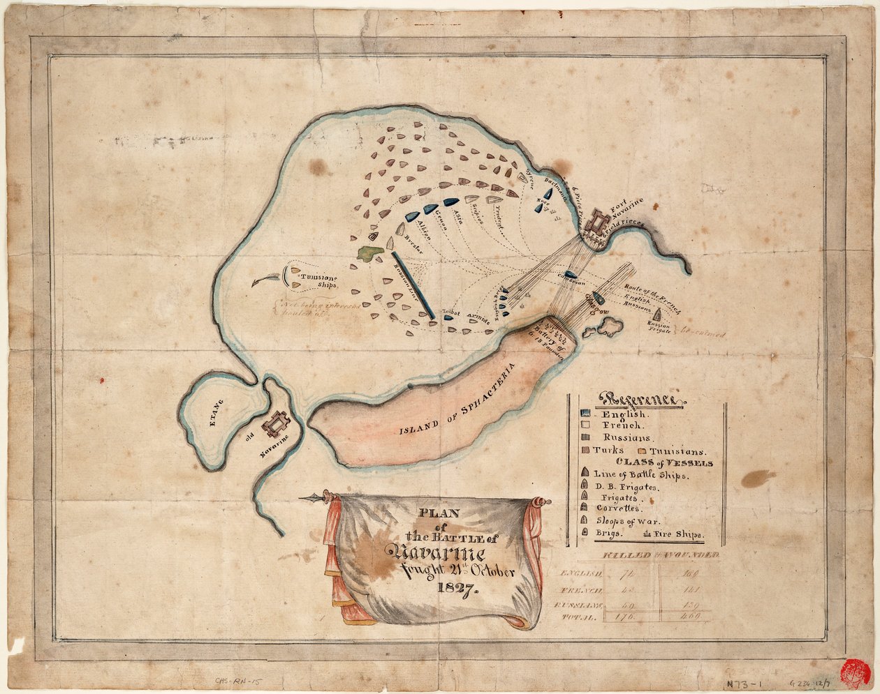 Plan of the Battle of Navarino, 21 October 1827 by Unknown artist