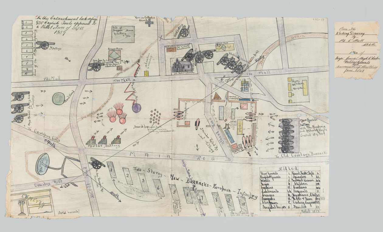 Plan of the entrenchments at Cawnpore, June 1857 by Unknown artist