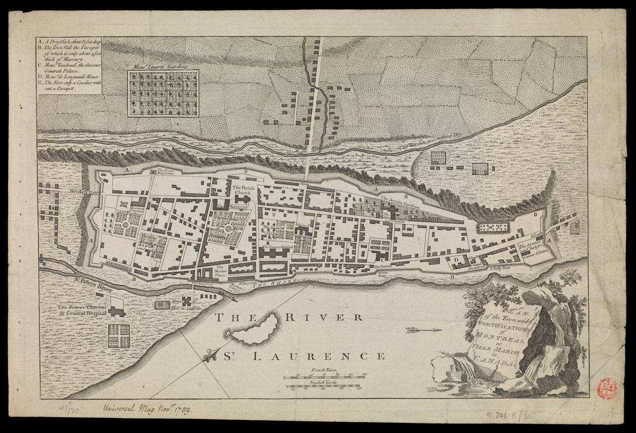 Plan of the town and fortifications of Montral or Villa Marie in Canada by Unknown artist