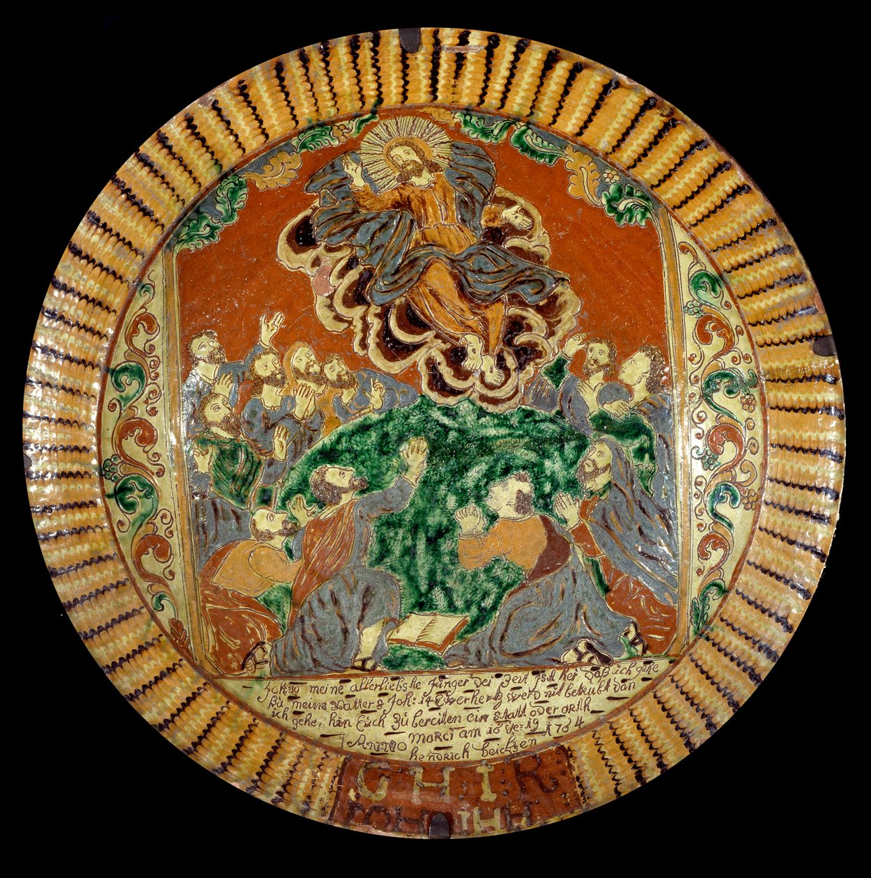 Plate in varnished earth representing the Ascension of Christ by Unknown artist