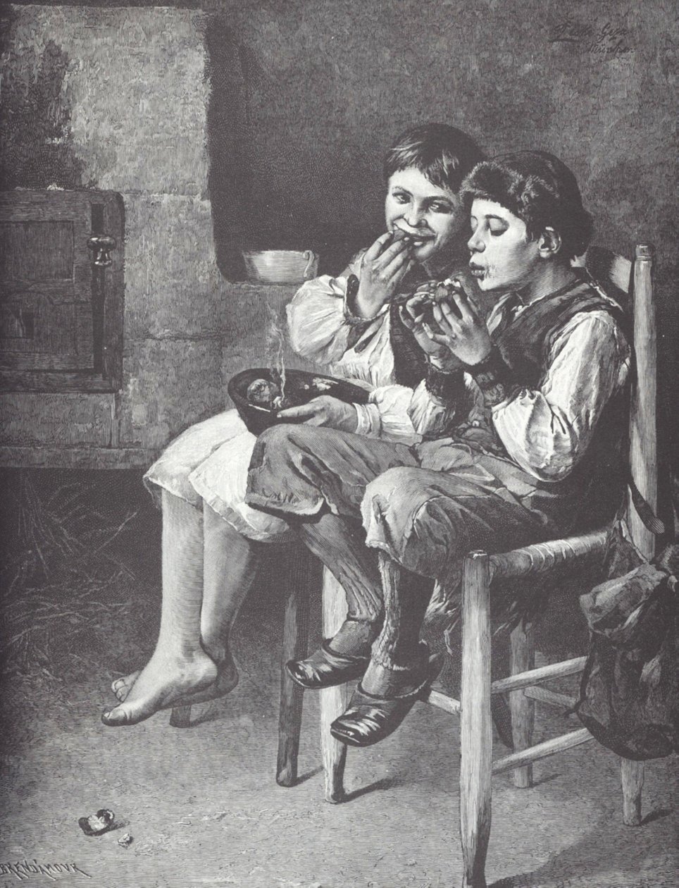 Poor Boys Eating, Late 19th Century by Unknown artist