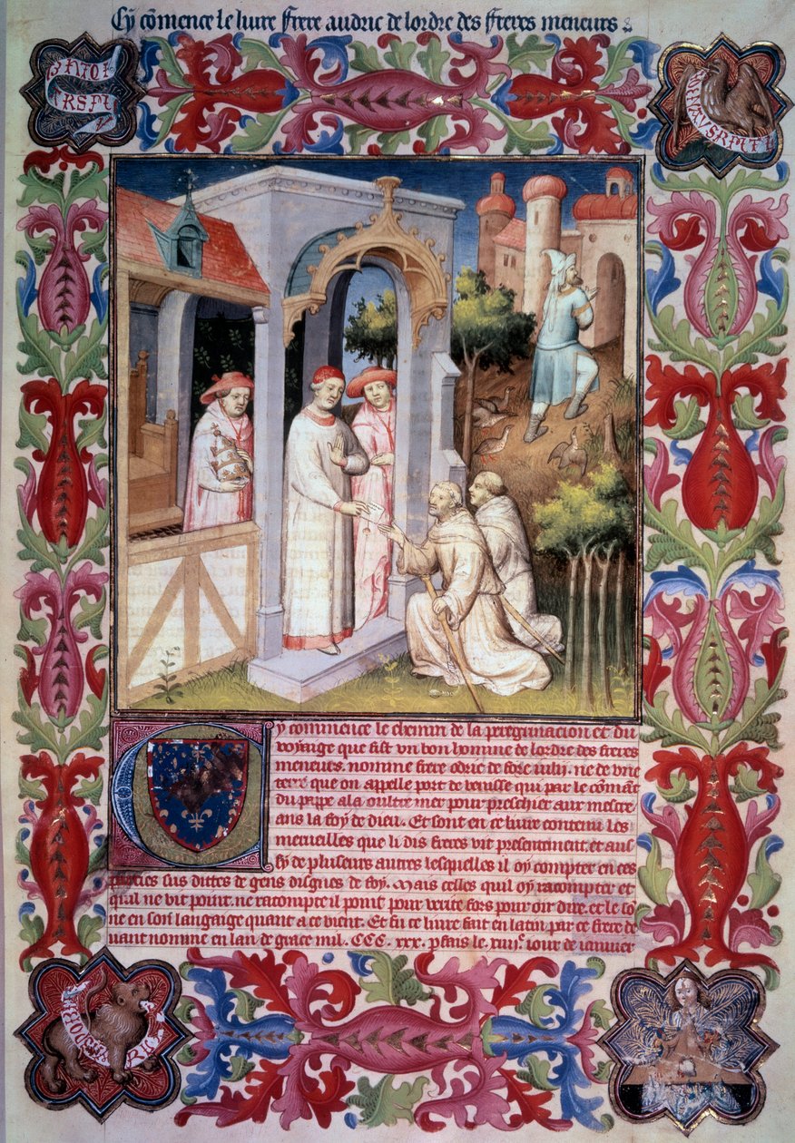 Pope John XXII entrusts Odoric of Pordenone with the mission of evangelizing Overseas Sea by Unknown artist