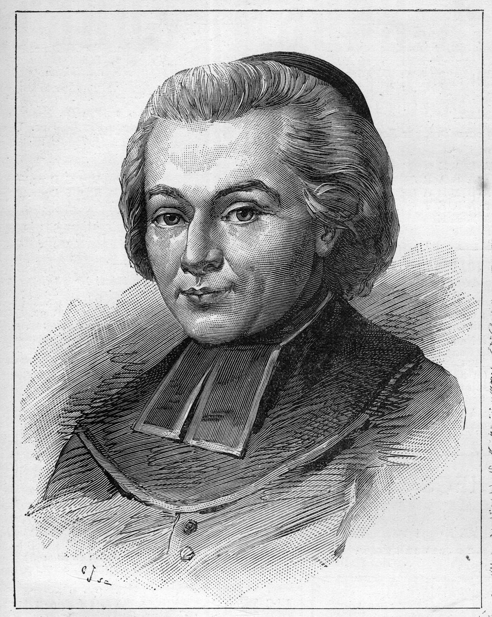 Portrait of Abbe Fabre or Jean-Baptiste Fabre, a French ecclesiastic and writer. Engraving in 