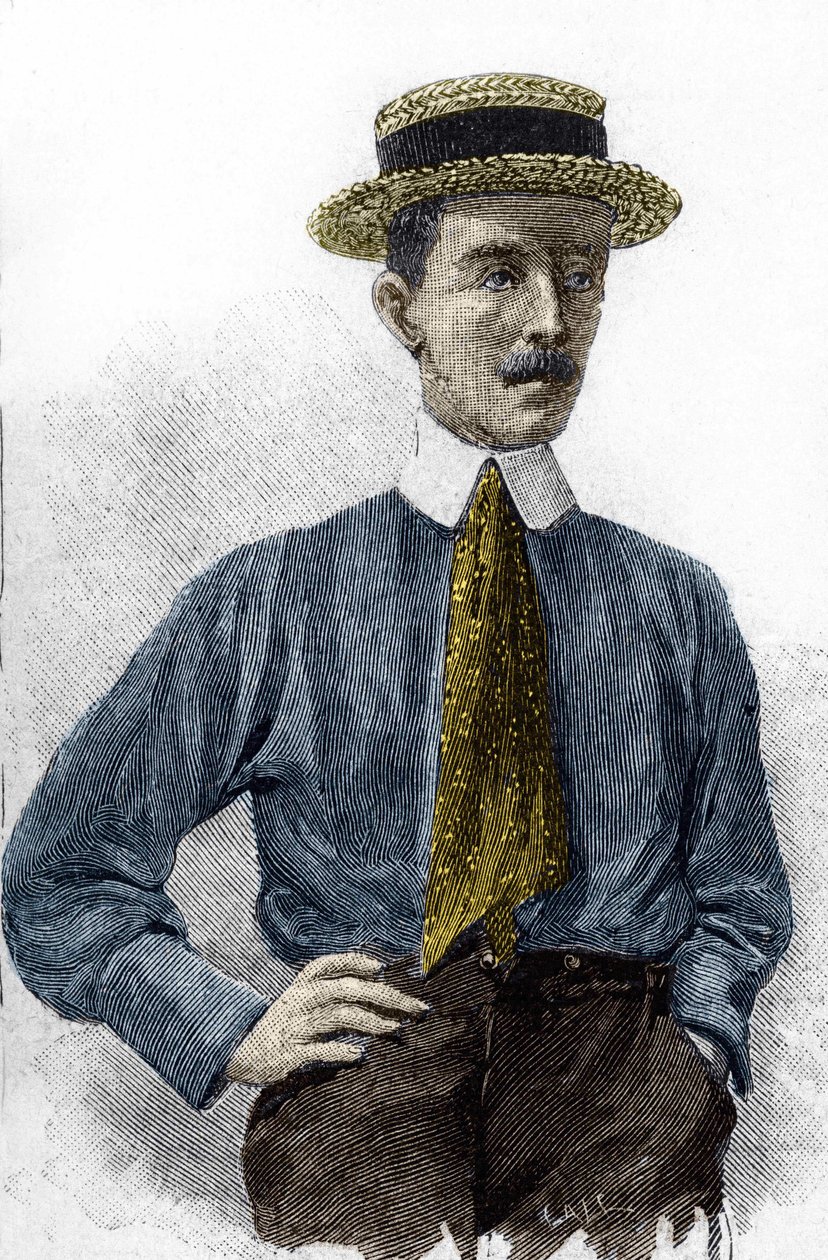 Portrait of Alberto Santos-Dumont (1873-1932), Brazilian aeronautic artist. by Unknown artist