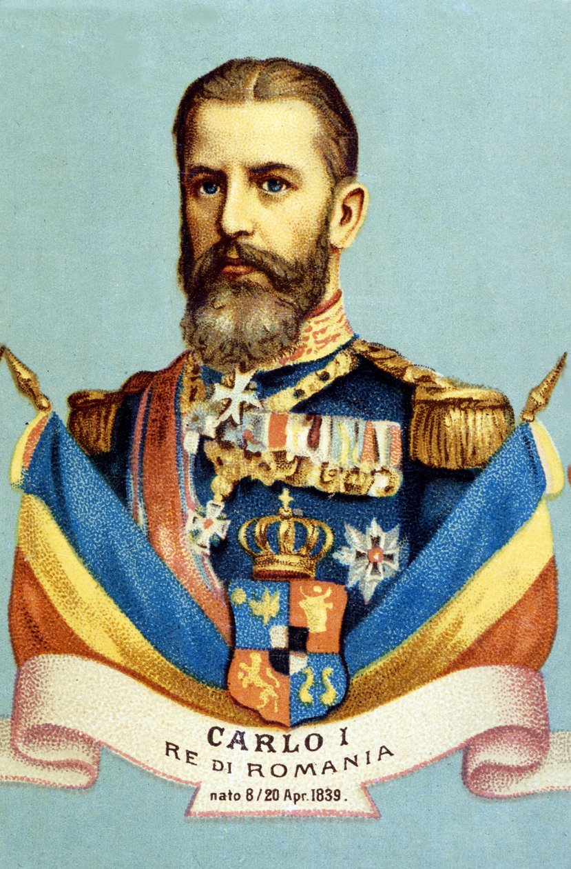Portrait of Charles I, King of Romania. 19th century chromolithography by Unknown artist