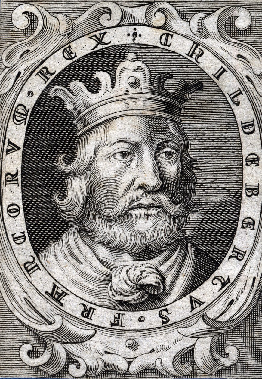 Portrait of Childebert I, King of Paris. Engraving from the 18th century by Unknown artist
