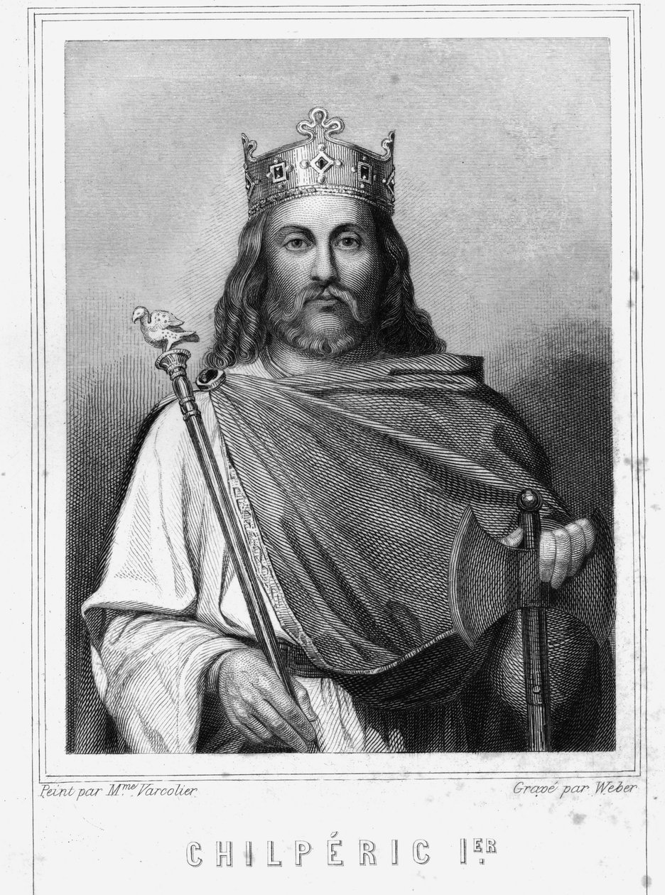 Portrait of Chilperic I (539-584), King of Neustria - in “Histoire des Français” by Lavallée, engraving by Unknown artist