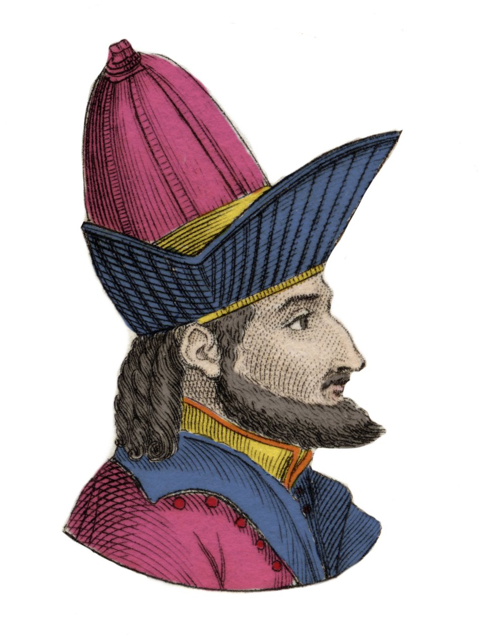 Portrait of Constantine XI (or XII) Paleologus, known as Dragases (Constantine XI Palaiologos) (1404-1453), Byzantine Emperor. Engraving of the 19th Century by Unknown artist