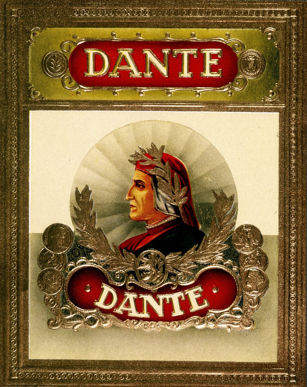 Portrait of Dante Alighieri (1265-1321). 19th century chromolithography by Unknown artist