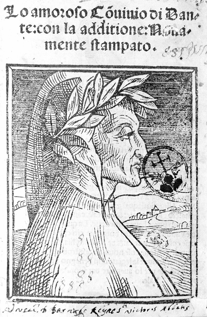 Portrait of Dante Alighieri, Italian poet. Frontispiece of 