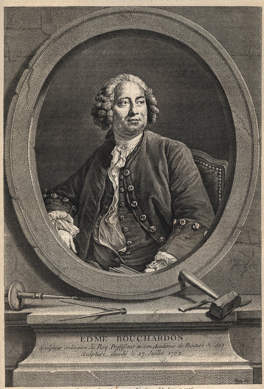 Portrait of Edme Bouchardon, French Sculptor and Cartoonist - engraving of 1776 by Unknown artist