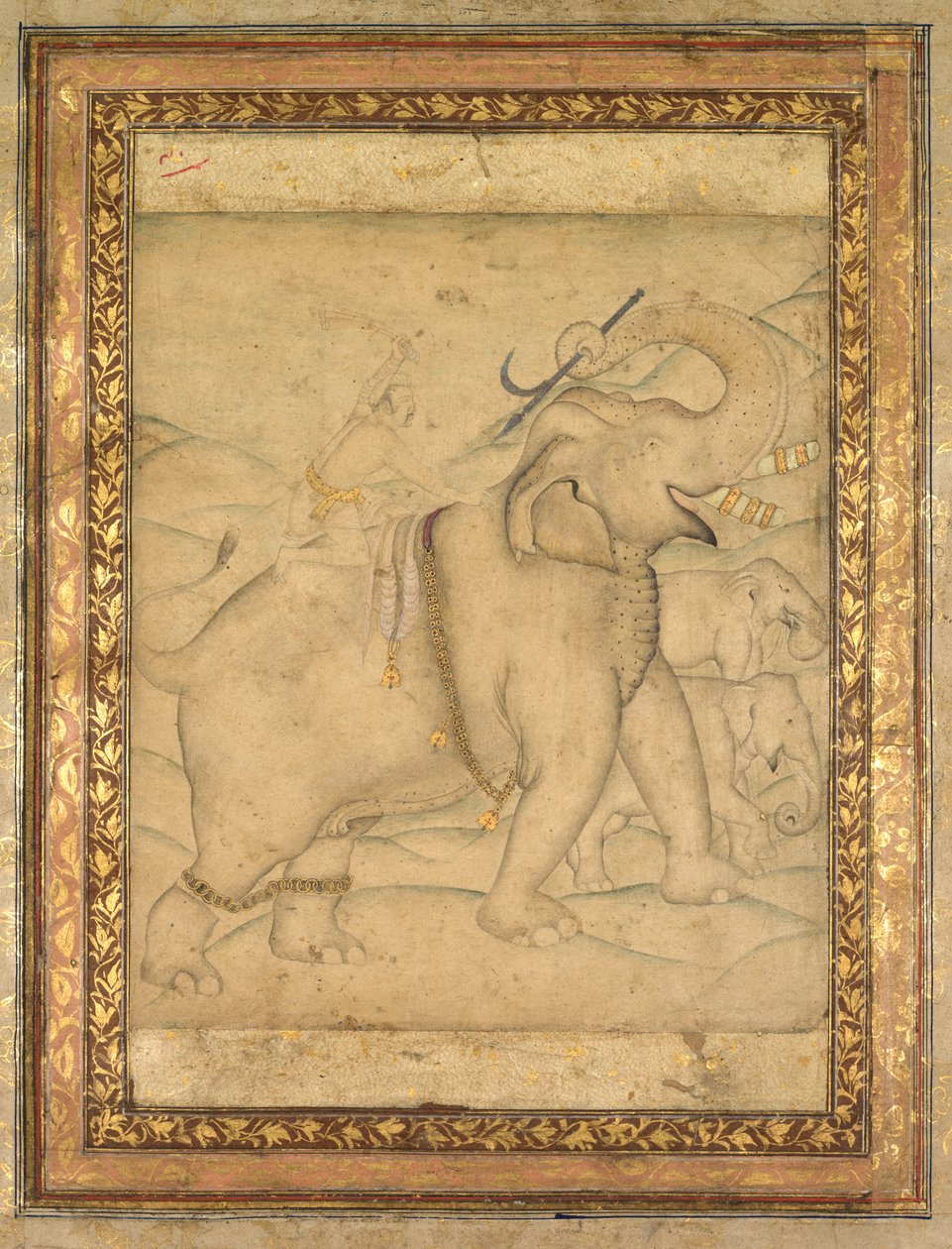 Portrait of Emperor Jahangir Riding an Elephant by Unknown artist
