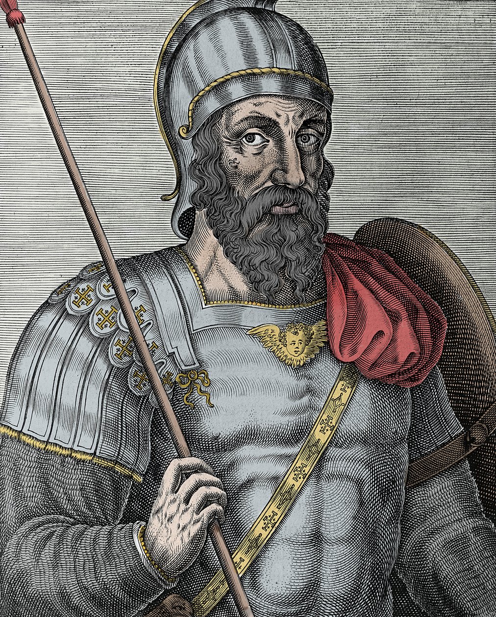 Portrait of Godfrey of Bouillon, Frankish knight, one of the leaders of the First Crusade (engraving) by Unknown artist