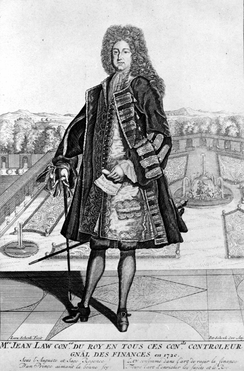Portrait of John Law (1671-1729) on Foot, Scottish Financial who Caused Bankruptcy in 1720 (Event of Quincampoix Street) by Unknown artist