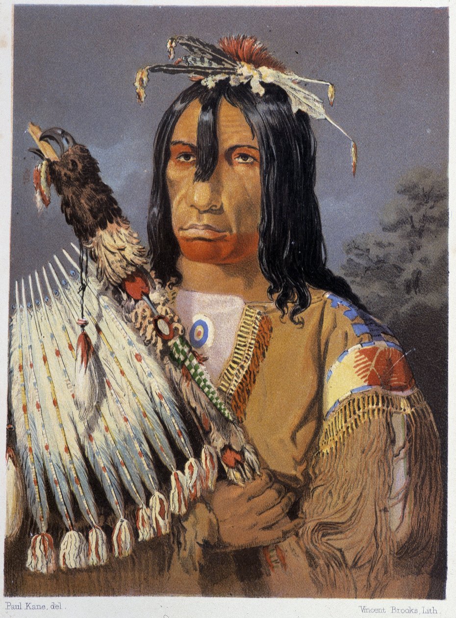 Portrait of Kee-Ake-Saa-Ka-Wow with the Calumet - in Wandering of an Artist among the Indians of North America by Paul Kane, Longmans & Roberts, London by Unknown artist