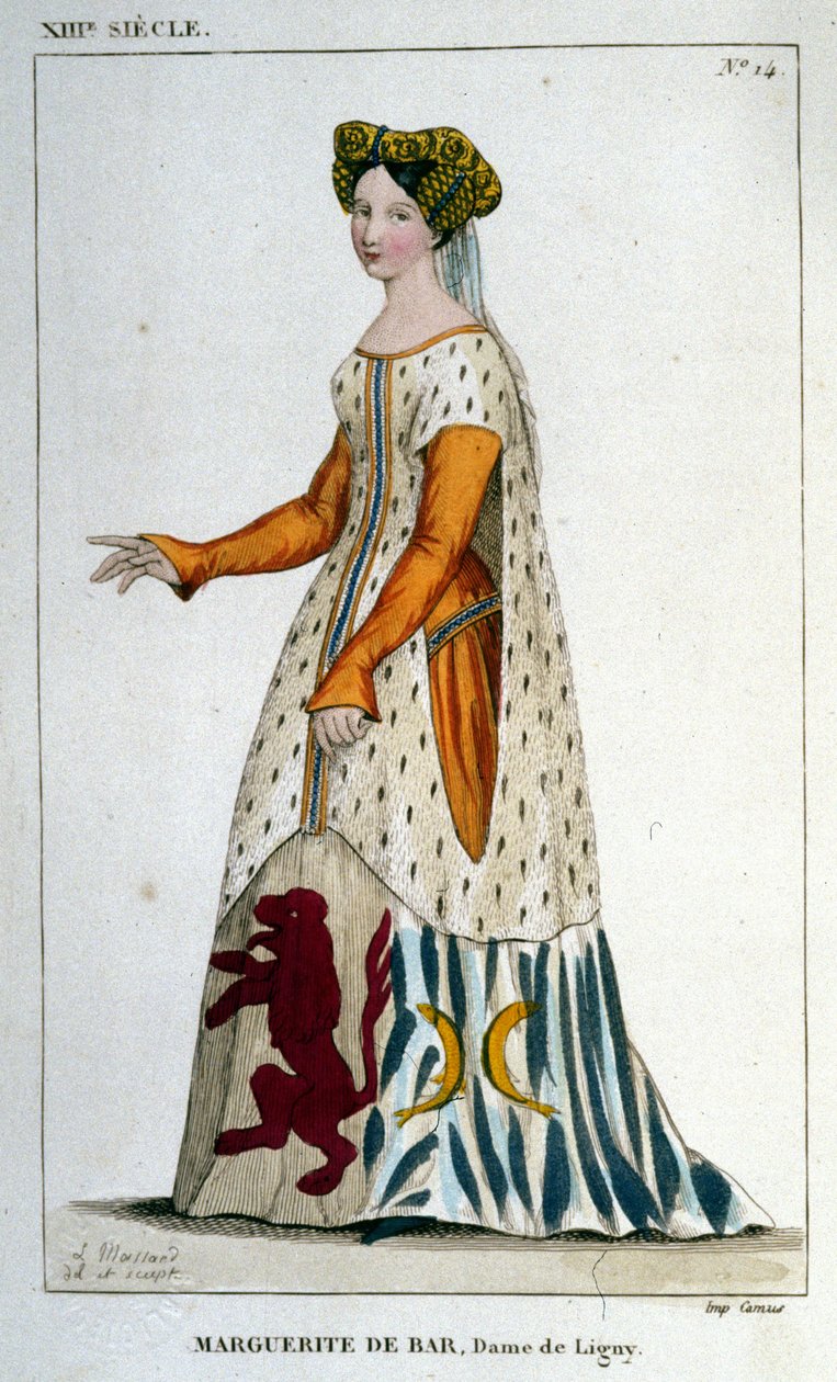 Portrait of Marguerite de Bar, Lady of Ligny (c. 1223 - 1275) (1830 engraving) by Unknown artist