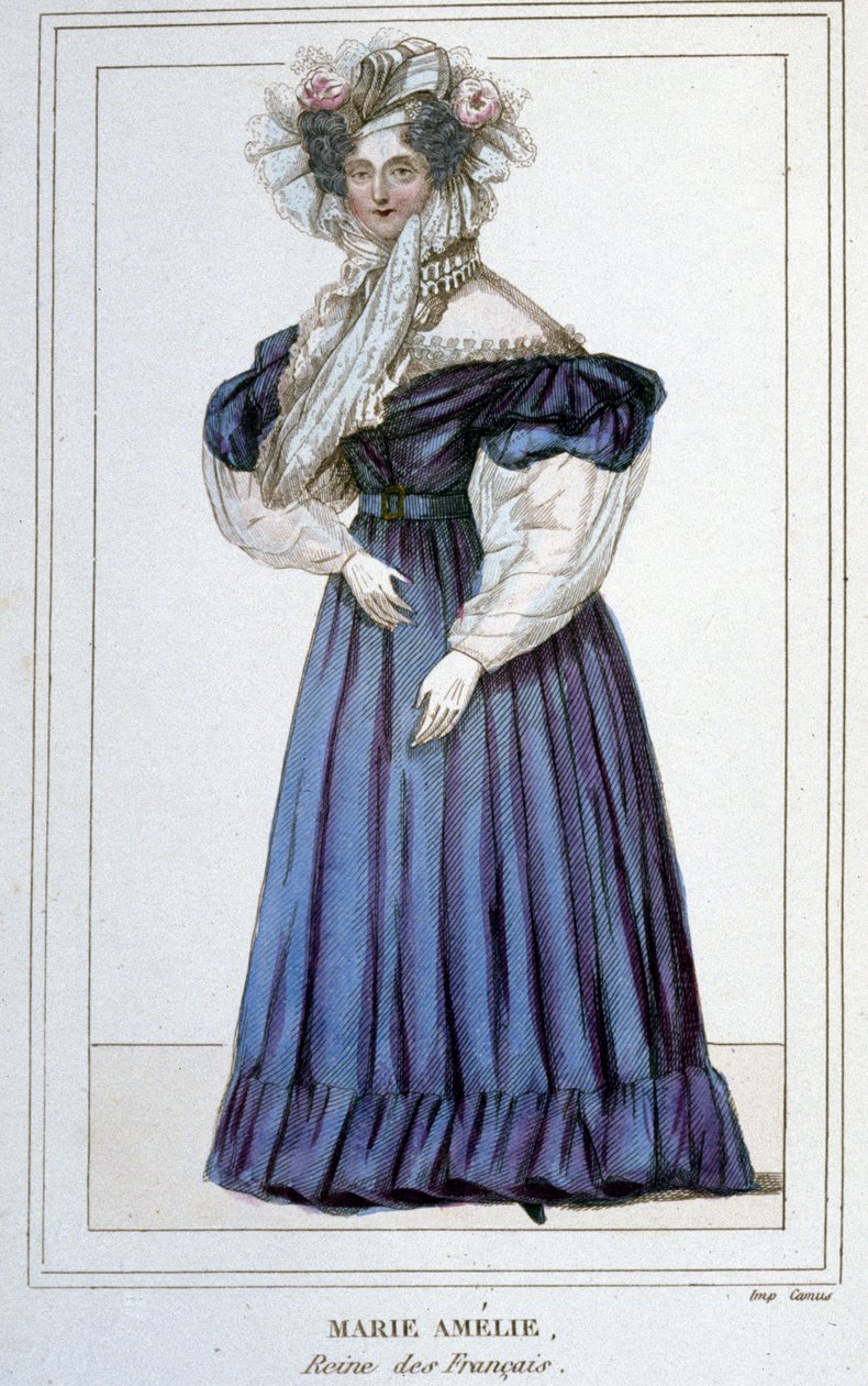 Portrait of Marie Amélie de Bourbon (1782 - 1866), Queen of the French, wife of Louis Philippe I. Engraving of the 19th century. by Unknown artist
