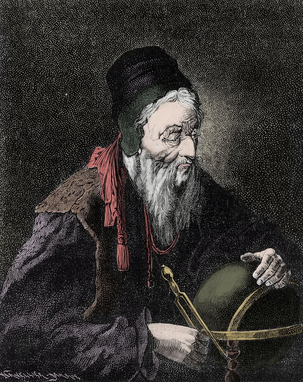 Portrait of Nostradamus, Michel de Notre Dame (1503-1566), French astrologer and doctor (engraving) by Unknown artist