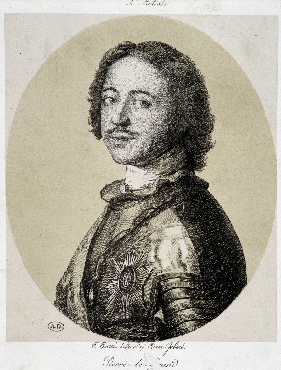 Portrait of Pierre Le Grand - engraving by Unknown artist