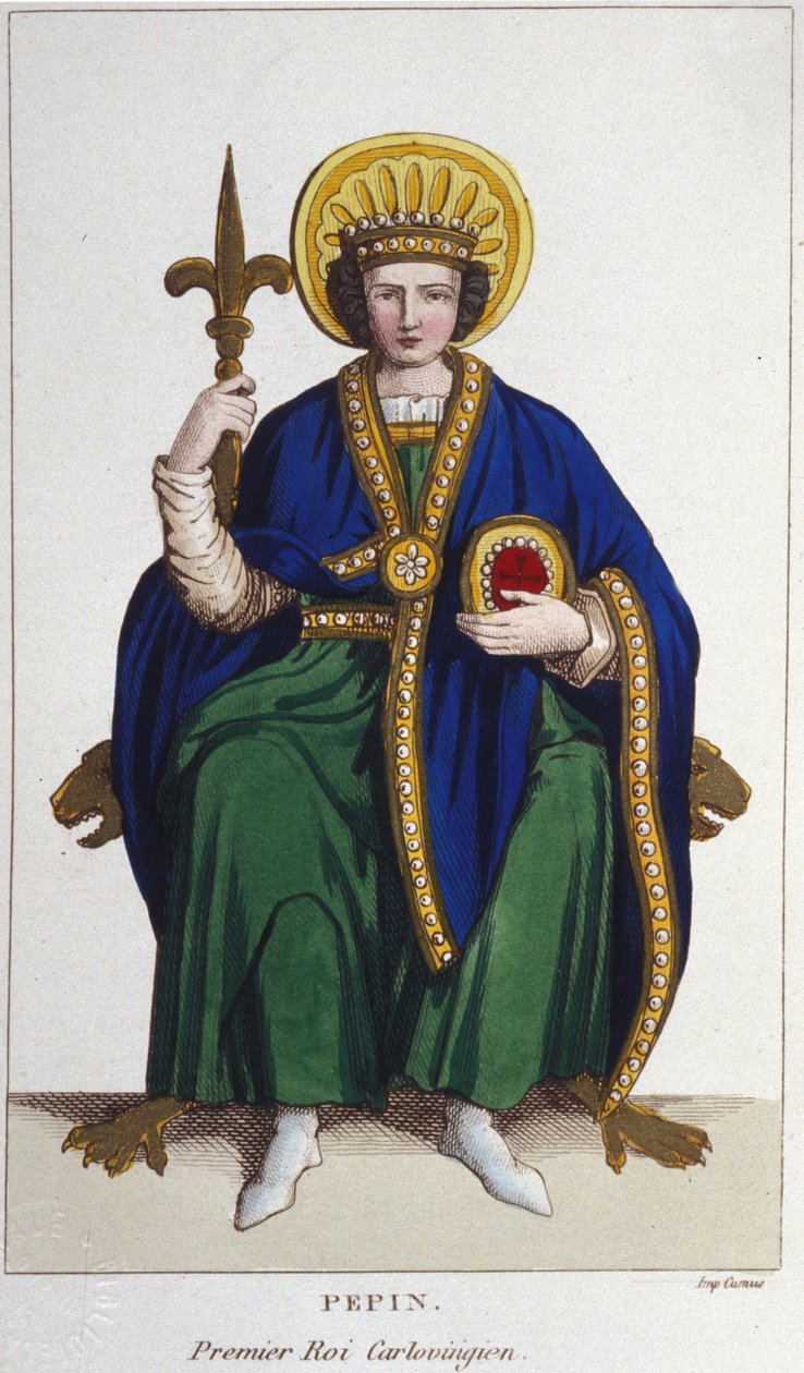 Portrait of Pépin le Bref, King of the Franks (c. 714-768) (engraving of 1830) by Unknown artist
