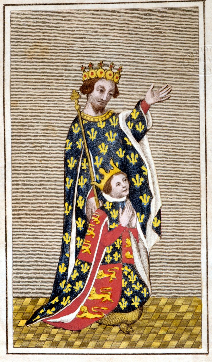 Portrait of Richard III (1452 - 1485) child and his father Richard of York. Engraving from the end of the 18th century. Biblioteca di Brera, Milan. by Unknown artist