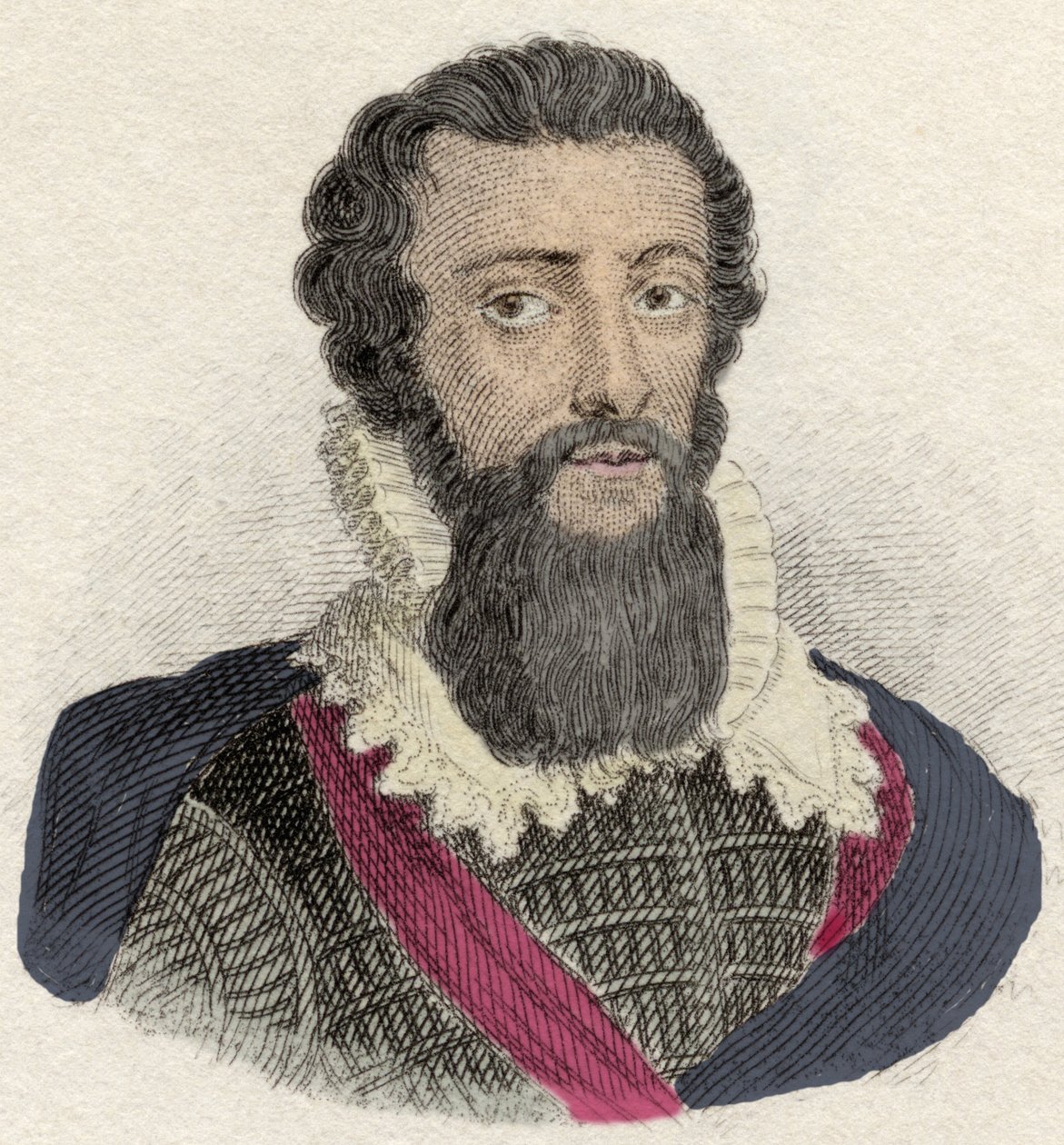 Portrait of Robert Devereux, Count of Essex (1566-1601) English general, favorite of Elisabeth I. Engraving of the 19th century by Unknown artist