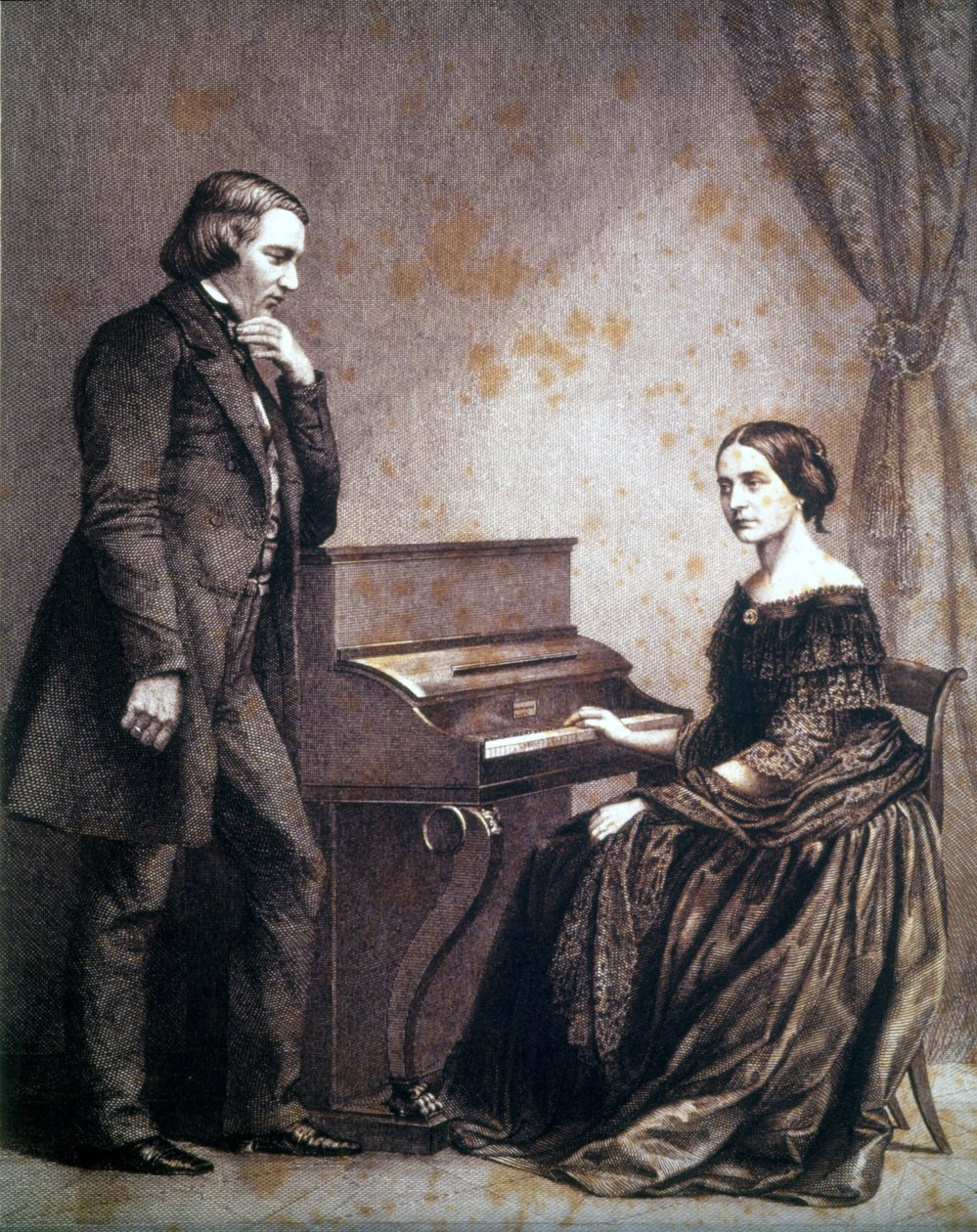 Portrait of Robert Schumann (1810 - 1856), German composer, and Clara Schumann (1819 - 1896), German pianist. by Unknown artist