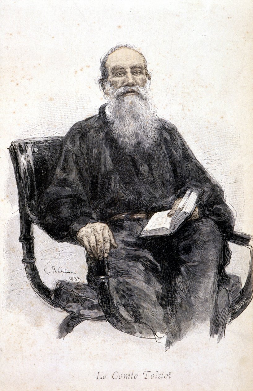 Portrait of Tolstoy, engraving 1888 by Unknown artist
