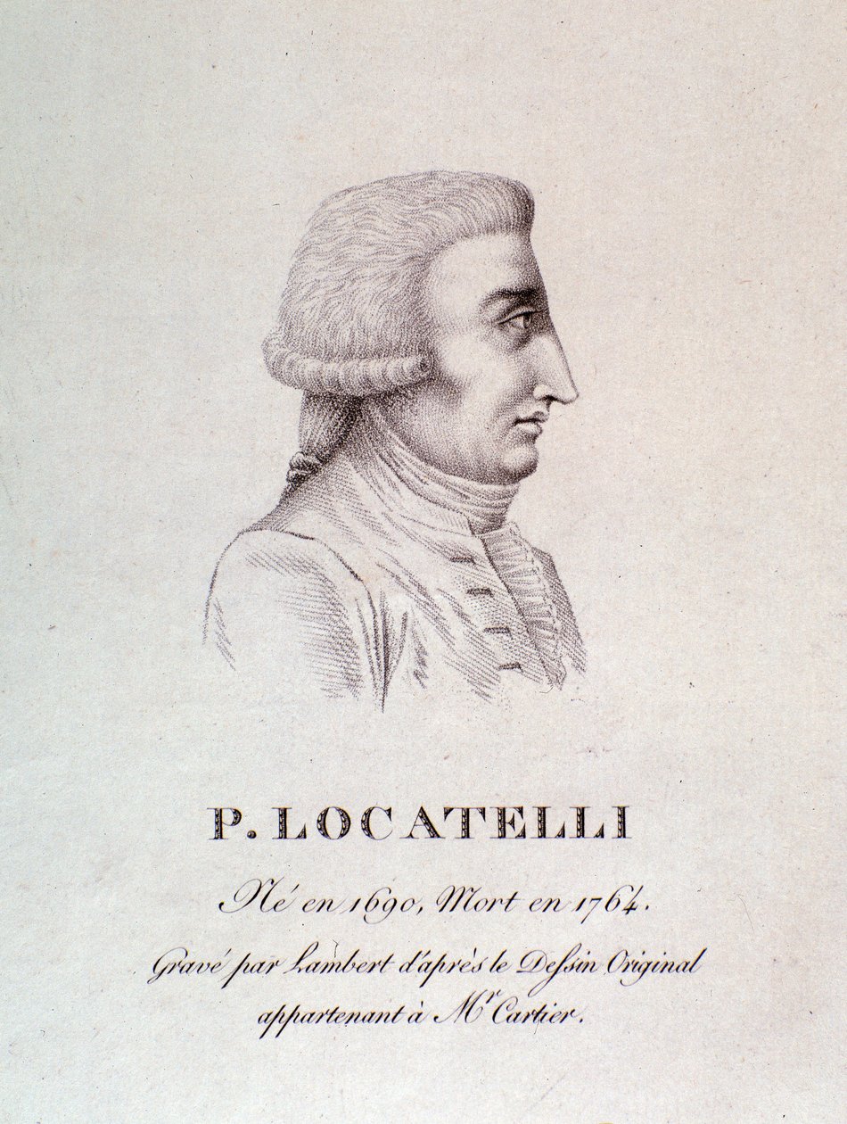 Portrait of Italian violinist and composer Pietro Locatelli (1695-1762) Engraving. 18th century. by Unknown artist