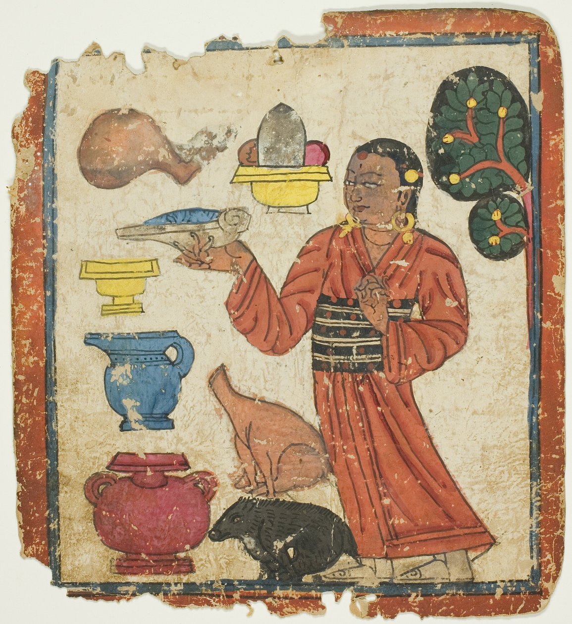 Presentation of Offerings, from a Set of Initiation Cards (Tsakali) by Unknown artist