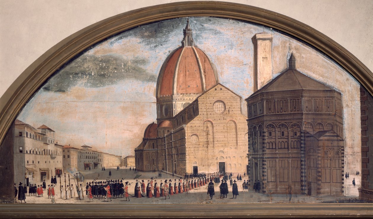 Procession on Cathedral Santa Maria del Fiore Square, Florence by Unknown artist