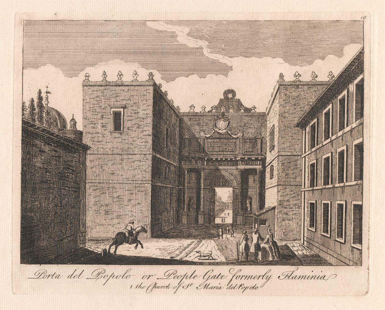 Porta del Popolo or People Gate formerly Flaminia: 1. the Church of St. Maria del Popolo by Unknown artist