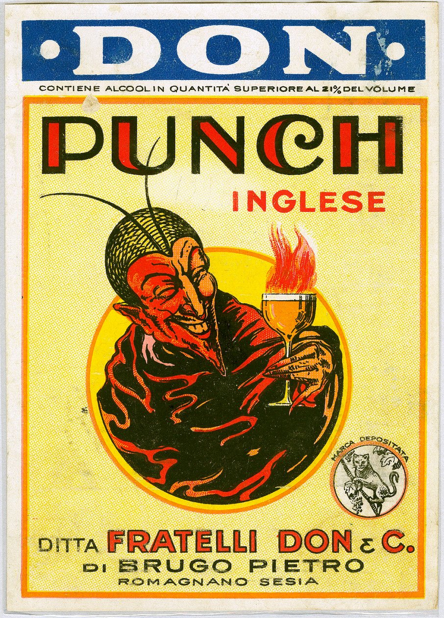 Punch English alcohol advertisement with a devil by Unknown artist