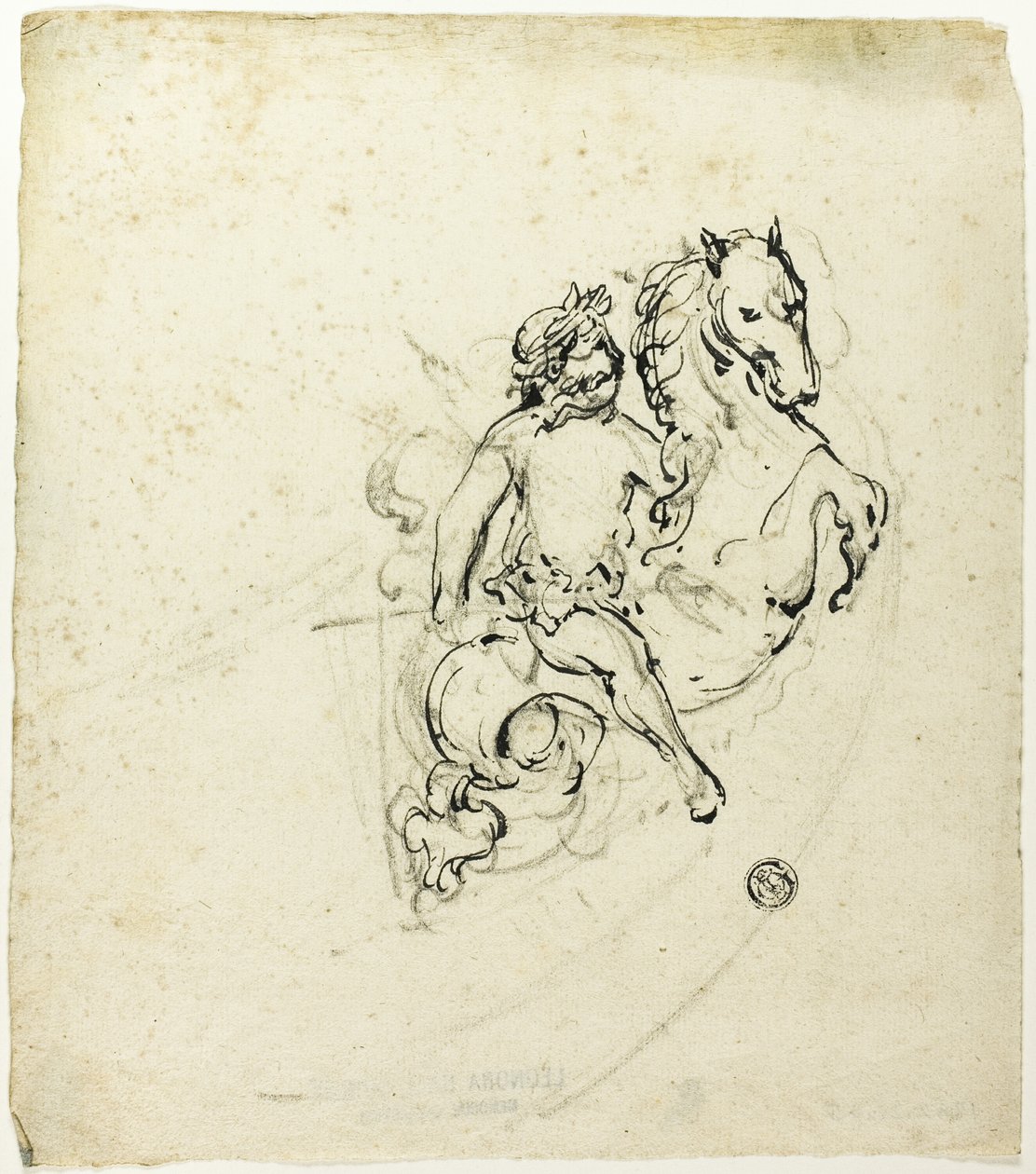 Putto Crowned with Laurel, on Prancing Horse by Unknown artist