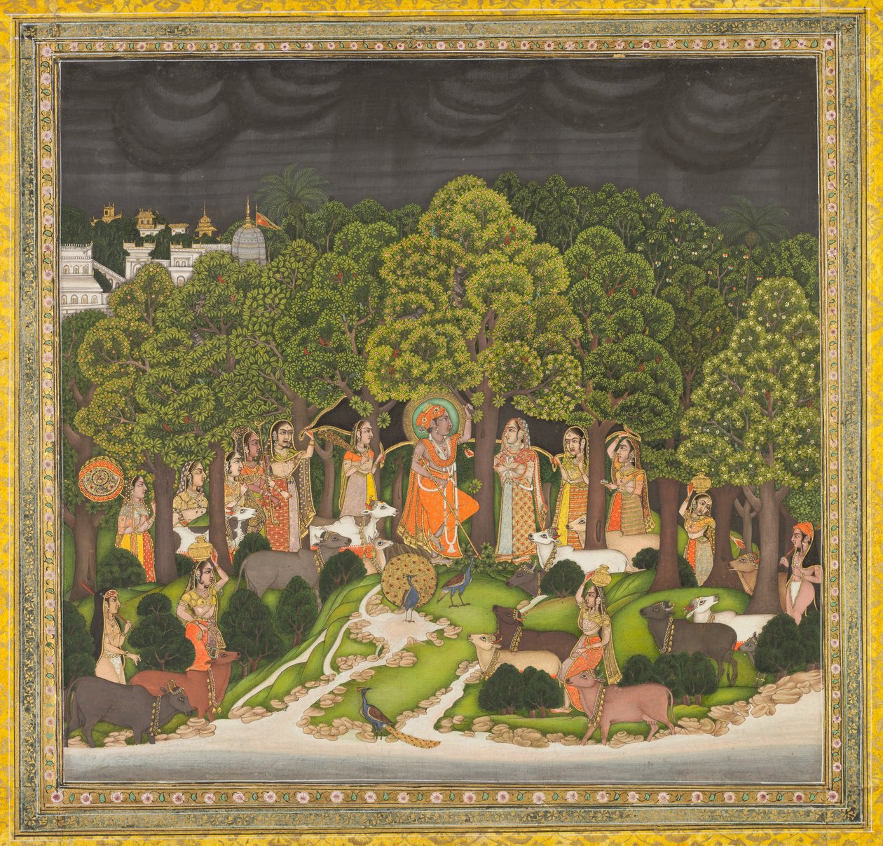 Radha and Krishna Meet in the Forest During a Storm by Unknown artist