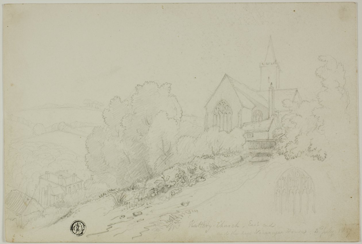 Rattery Church, East End and the New Vicarage House by Unknown artist
