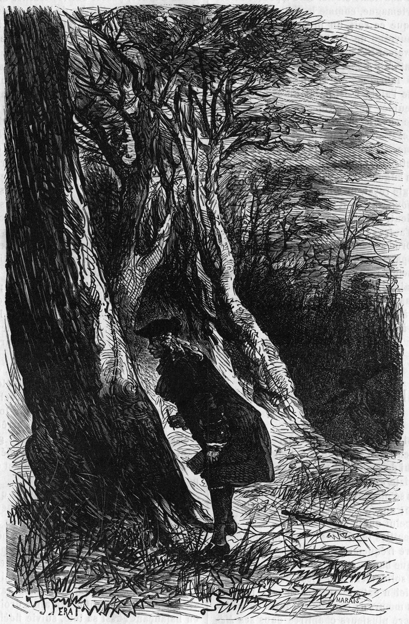 Rene Ferchault de Reaumur, French physicist and naturalist, founder of metallography and first great entomologist, studying processionary caterpillars by Unknown artist