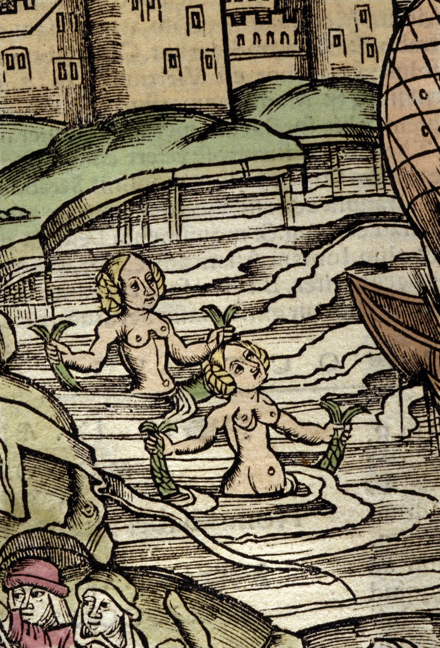 Representation of sirens. 16th century engraving by Unknown artist