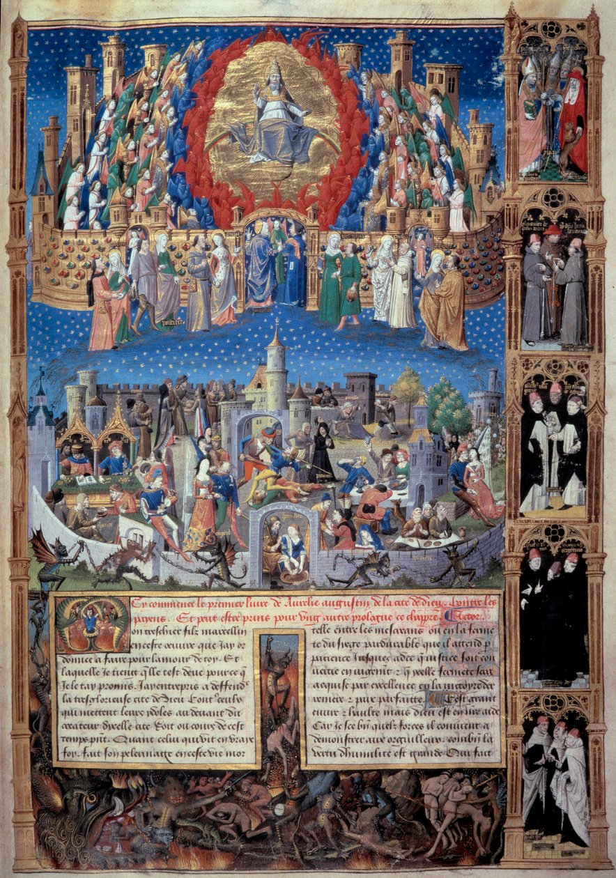 Representation of the city of God and the city of men (Miniature from 
