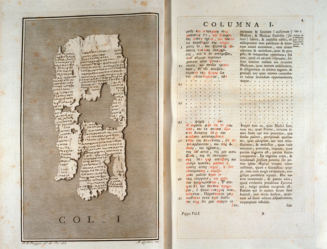 Reproduction of the papyrus of Herculanum of Philodema of Gadara by Unknown artist