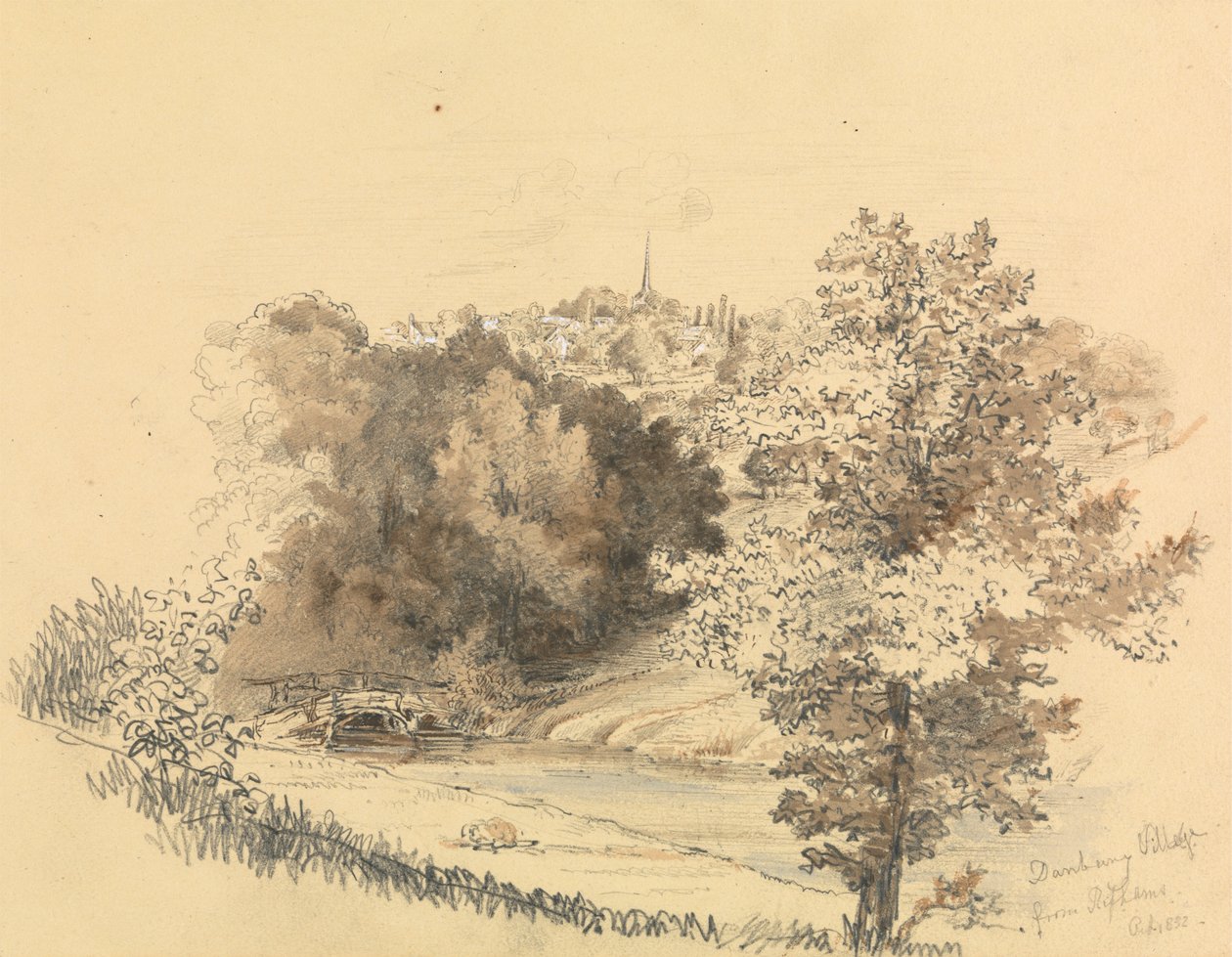 River Landscape with Town in the Distance by Unknown artist