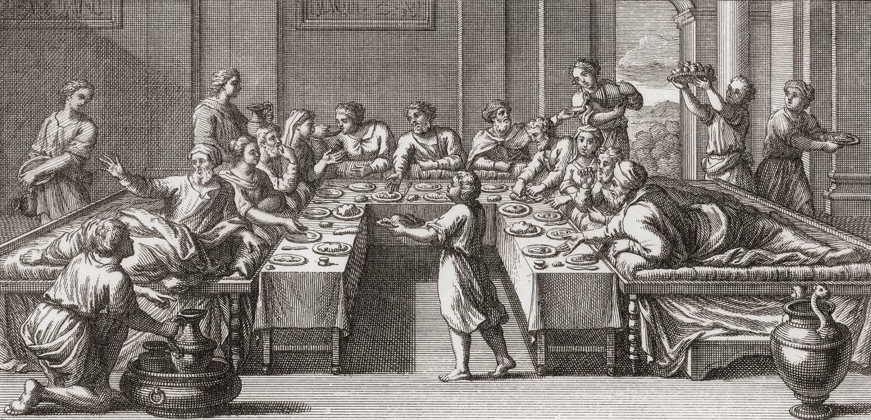 Roman Triclinium, or Dining Room, with Table and Couches by Unknown artist