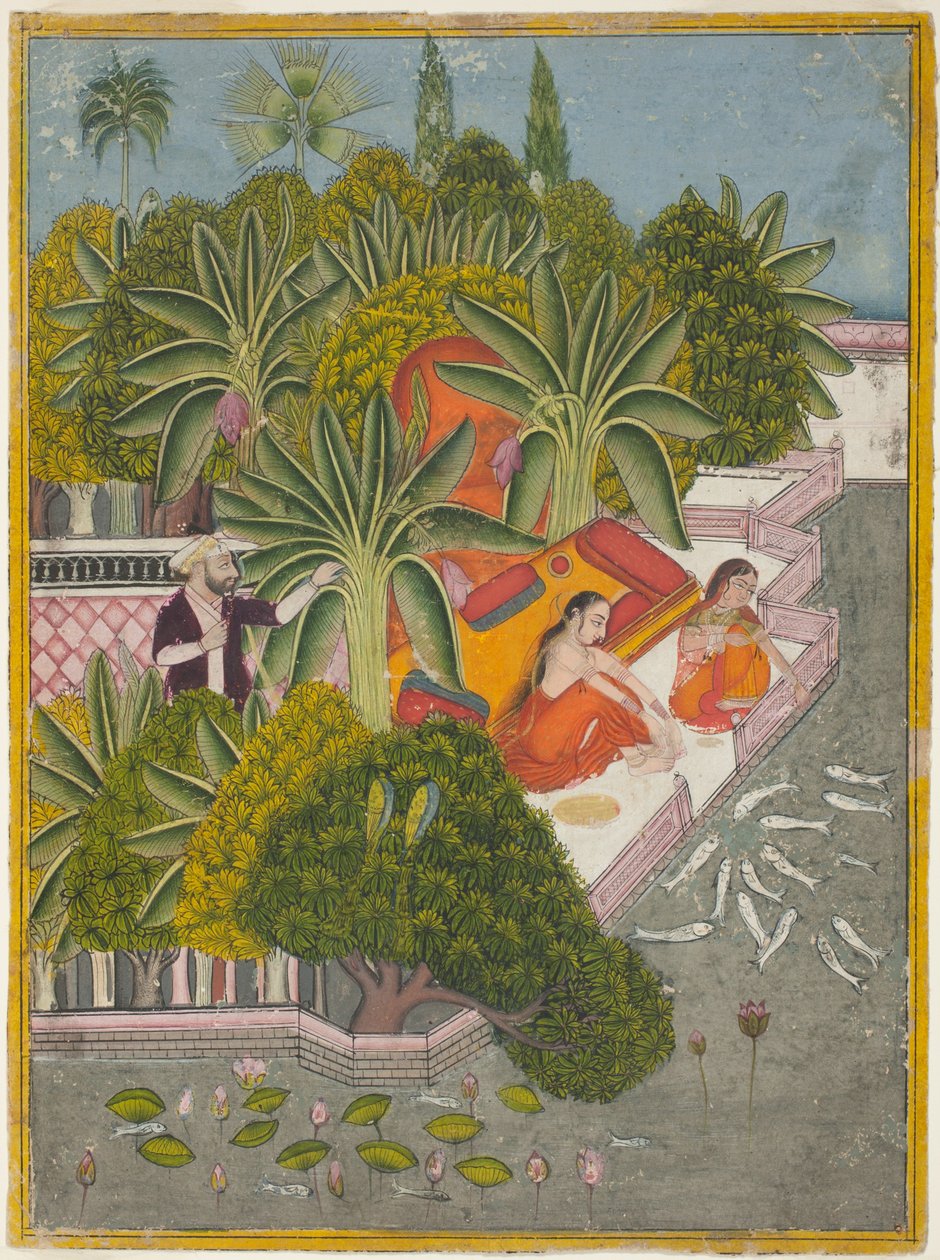 Royal Women Feeding Fish by Unknown artist