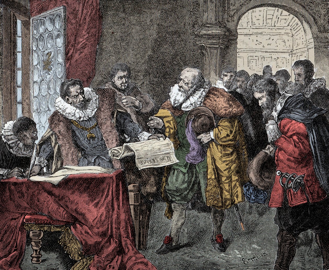 Rudolf II grants the Letter of Majesty in 1609 (religious freedom to the Kingdom of Bohemia) by Unknown artist